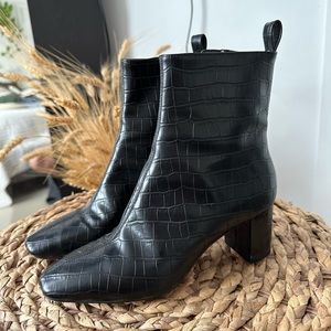 H&M Black Faux Leather Ankle Boots